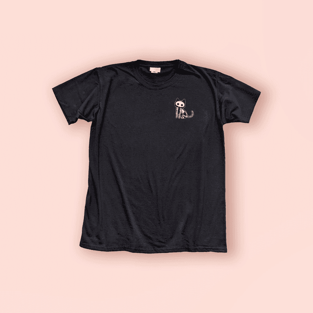 Skeleton Cat Sitting T-Shirt