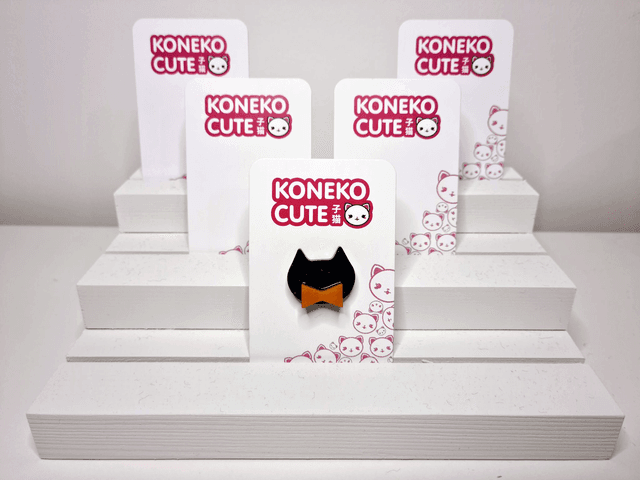 Sparkle Orange Bowtie Cat Pin