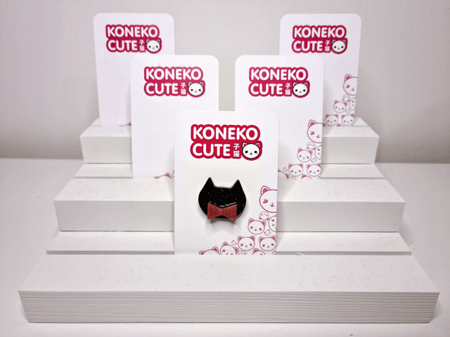 Sparkle Pink Bowtie Cat Pin